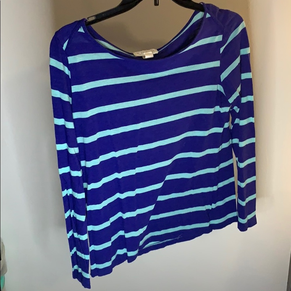 Blue & teal stripe long sleeve top
